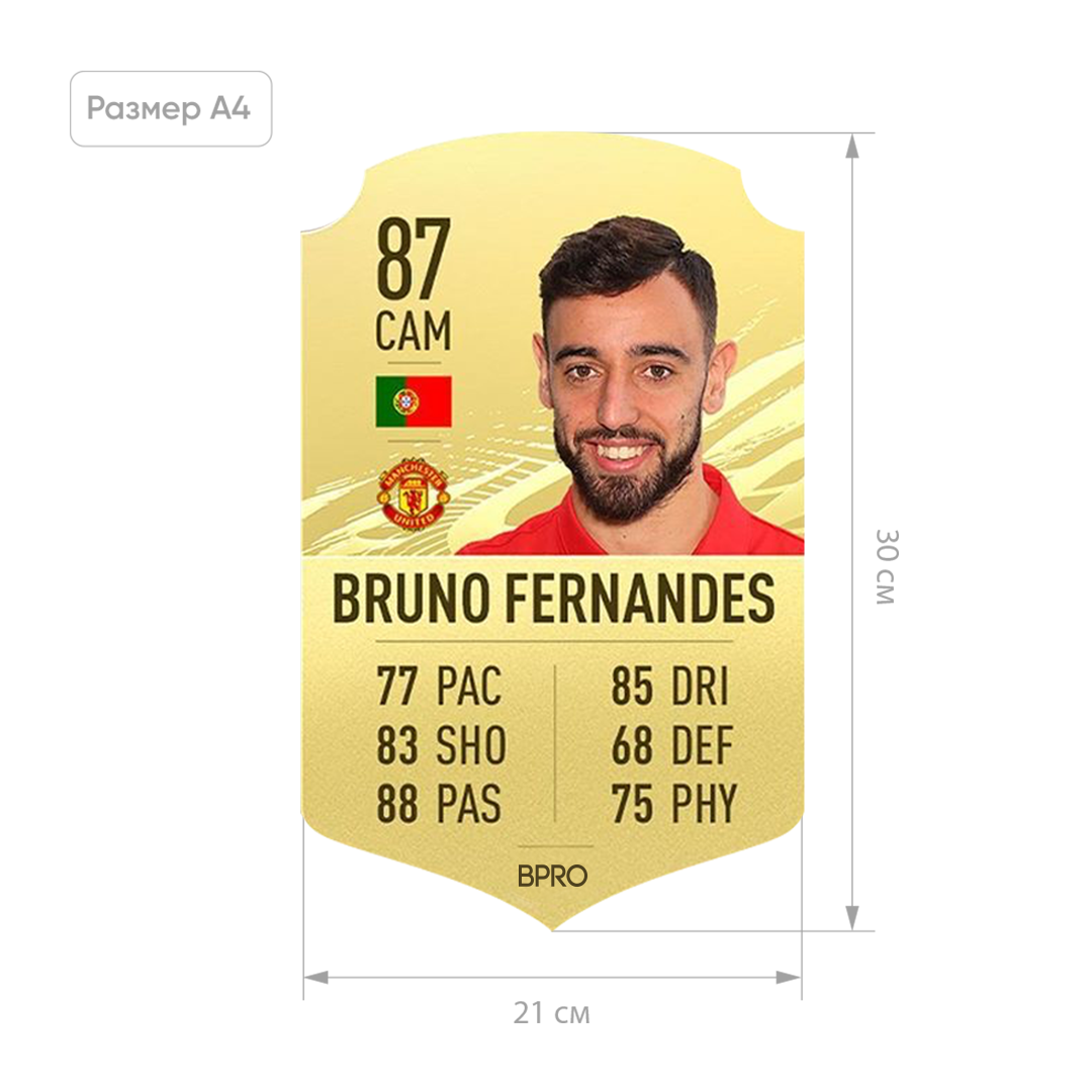 Футбольна картка Бруну Фернандеш Bruno Fernandes FIFA ULTIMATE TEAM (FUT) A4 (21х30см)