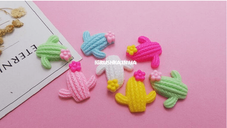 Шарм «Кактус з квіткою» для слайма, фото 2