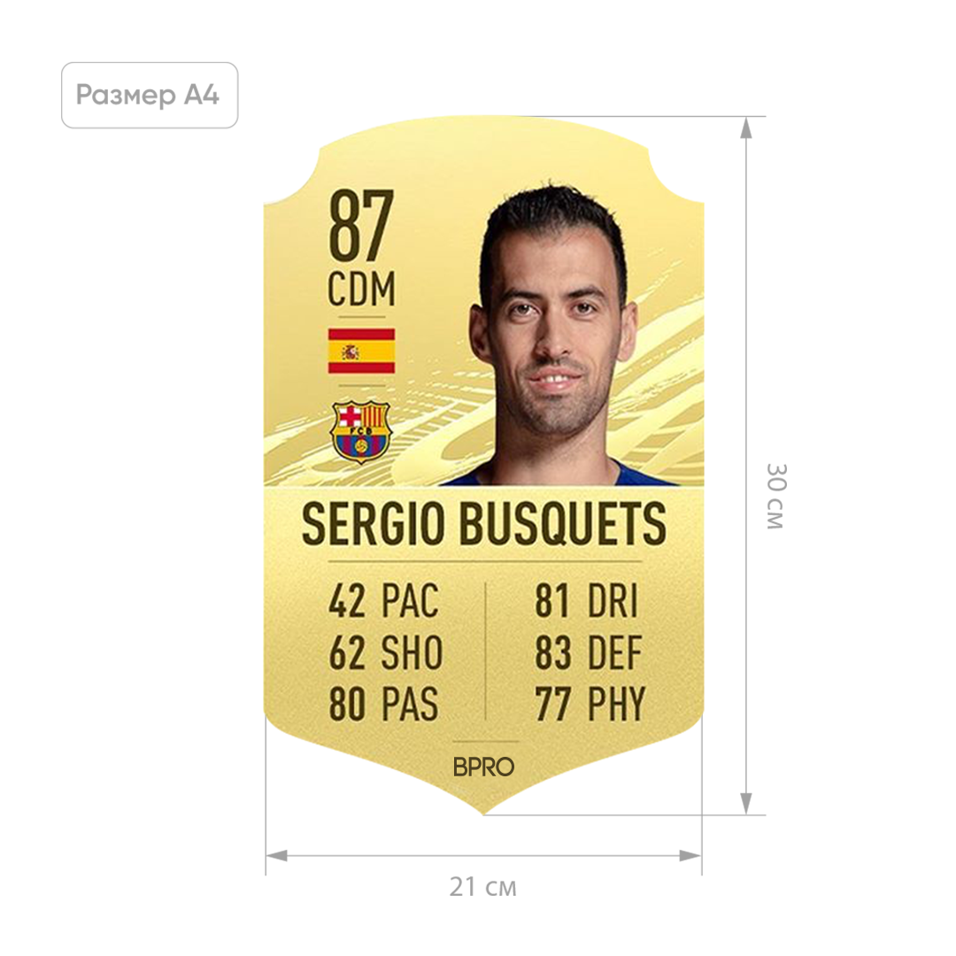 Футбольная карточка Серхіо Серхио Бускетс Sergio Busquets FIFA ULTIMATE TEAM (FUT) A4 (21x30см)