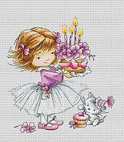 Набор для вышивания крестом "Luca-s" B1054 Девочка с котёнком и тортиком