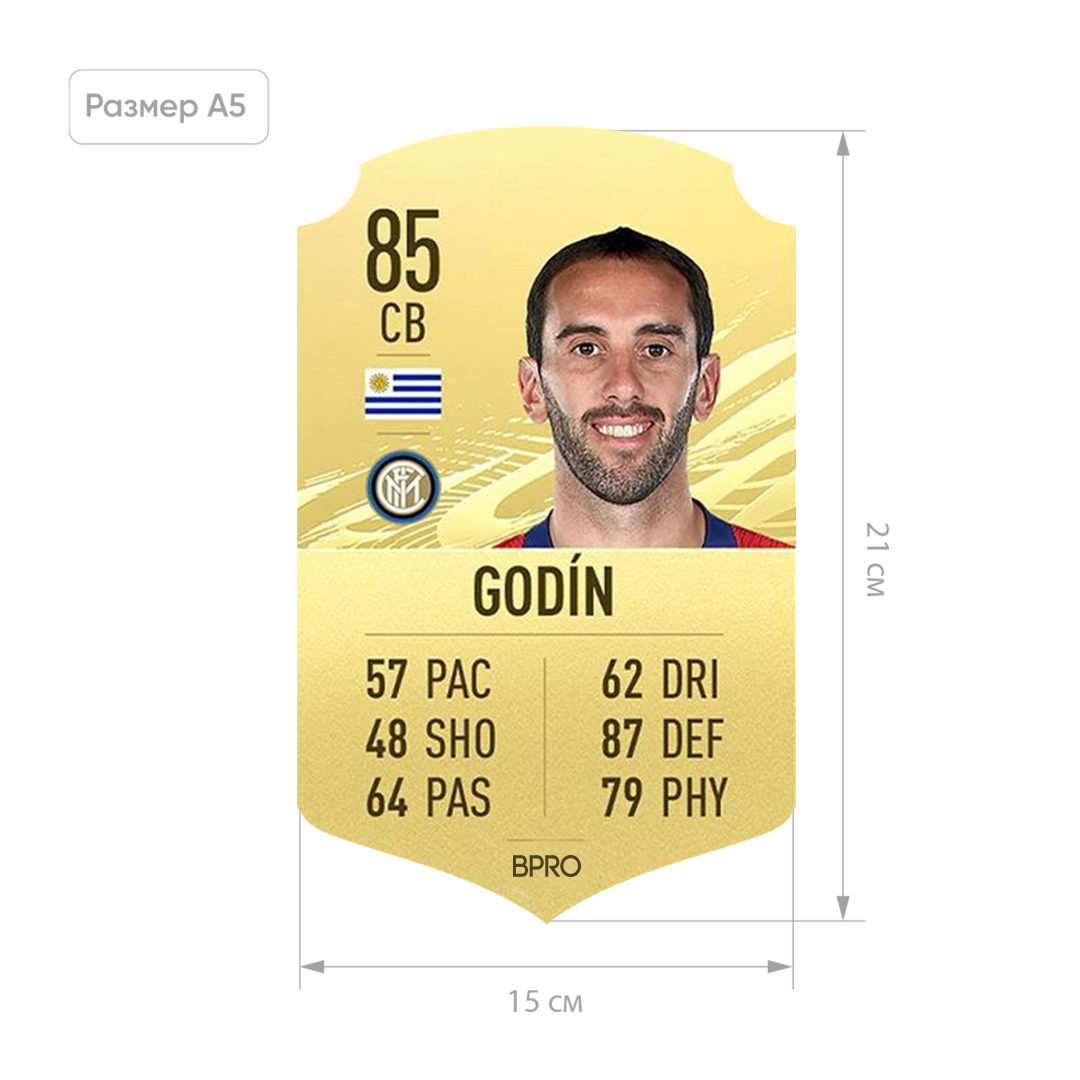 Футбольная карточка Діего Диего Diego Godin FIFA ULTIMATE TEAM (FUT) A5 (15x21см)