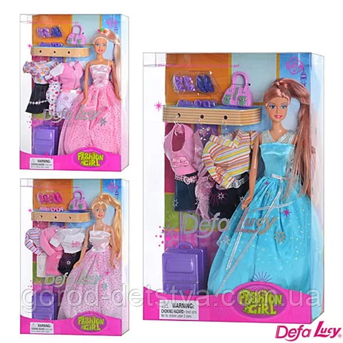 Лялька DEFA 8012 з одягом, 3 види, в кор-ке, фото 1