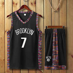 Баскетбольна чорна з візерунком форма Кевін Бруклін Нетс Durant No7 Brooklyn Nets