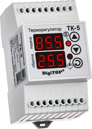 Регулятор температури ТК-5 (двохканальний, датчик DS18B20) DIN, фото 1