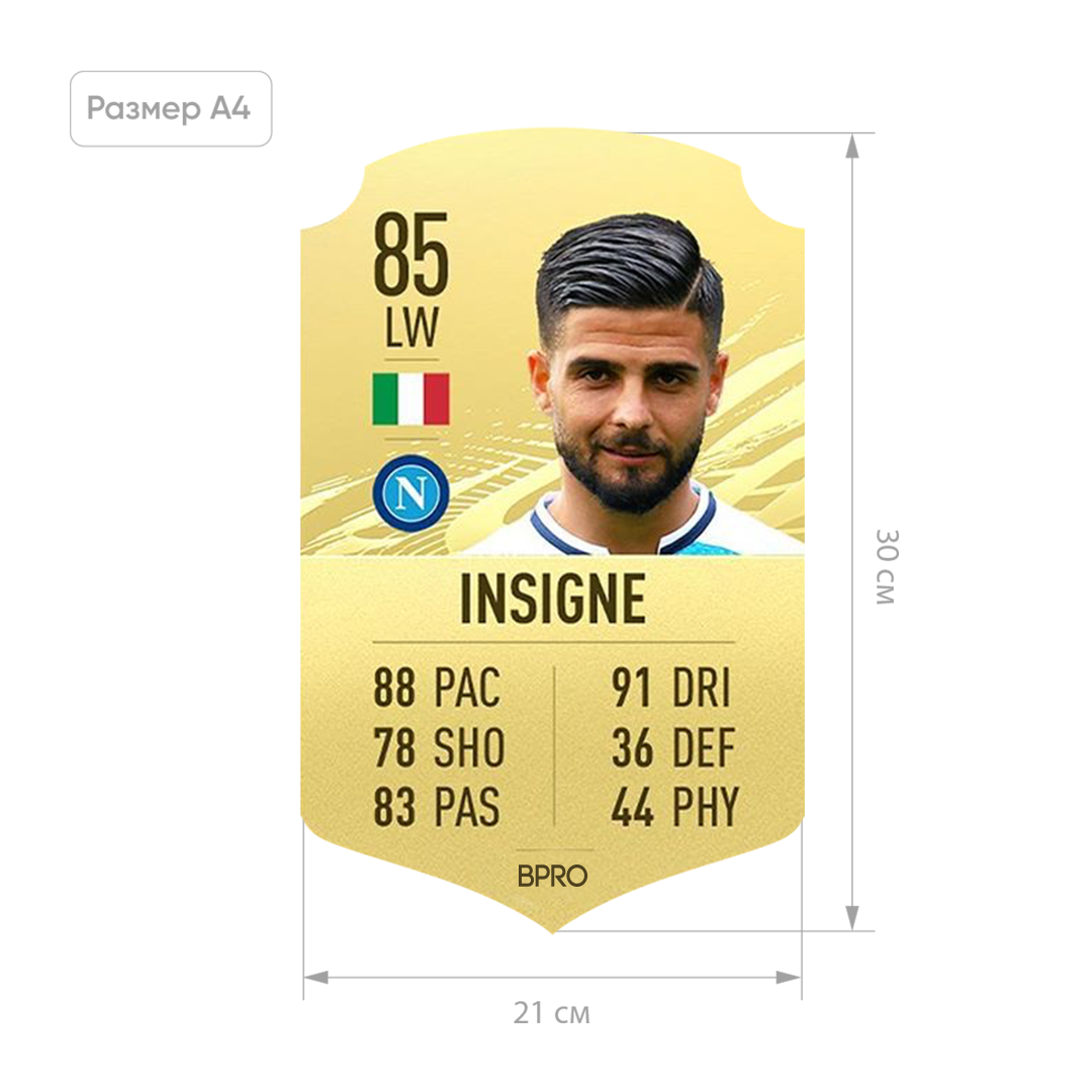 Футбольная карточка Лоренцо Інсінье Инсинье Lorenzo Insigne FIFA ULTIMATE TEAM (FUT) A4 (21x30см)