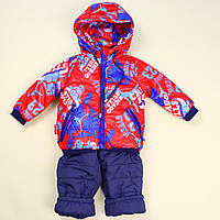 Зимовий комплект Куртка та Напівкомбінезон для хлопчика червоний тм Одягайко розмір 80,86 см