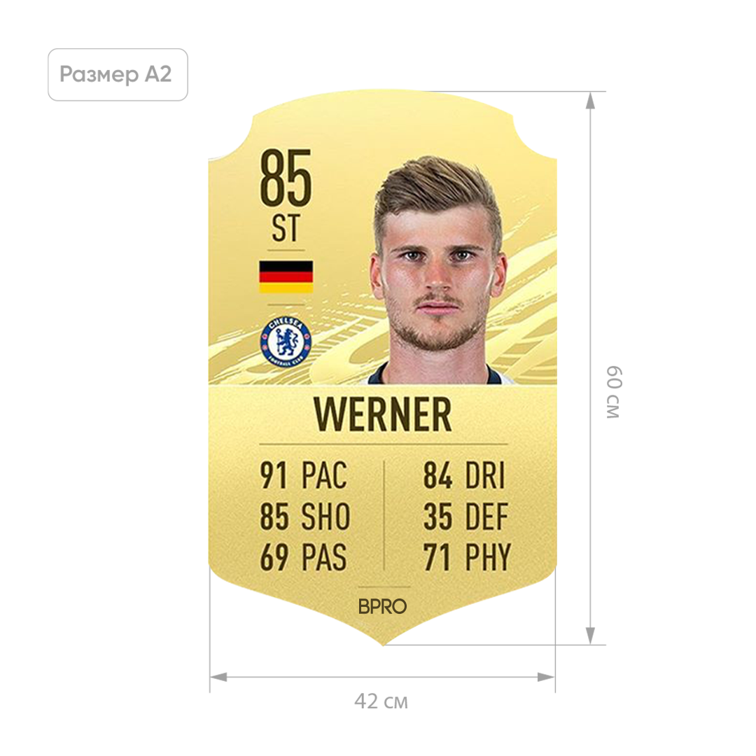 Футбольна картка Тімо Вернер Timo Werner FIFA ULTIMATE TEAM (FUT) A2 (42х60см)