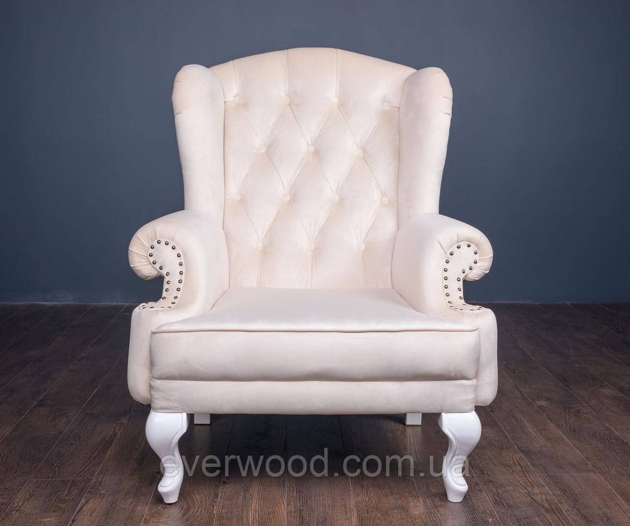 Классическое мягкое кресло "Вальтер" и пуф, удобное кресло с каркасом из дерева - фото 6 - id-p1256987120