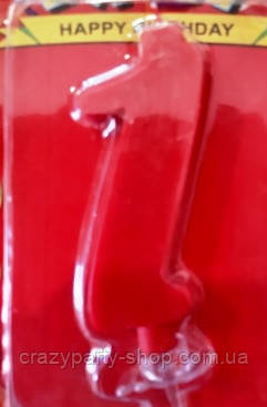 Свічка-цифра велика 1 червона, фото 1