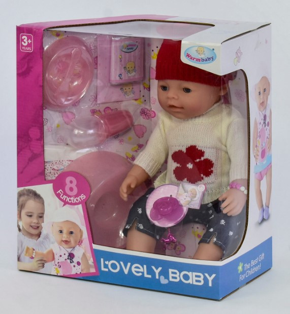 Пупс інтерактивний лялька 42 см 8 функцій аксесуари Warmbaby 8040-491