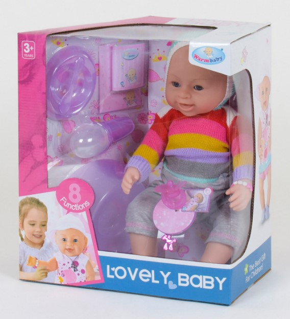 Пупс інтерактивний лялька 42 см 8 функцій аксесуари Warmbaby 8040-562