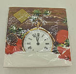 Новорічна паперова серветка (ЗЗХЗЗ, 20 шт.) LuxyНГ Святковий годинник (1 пачка), фото 4