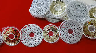 Декоративна тасьма круги з паєтками 40 мм