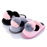 Тапочки домашні жіночі кімнатні. Теплі хутряні капці з помпонами, р. 38-39 Рожевий, фото 2