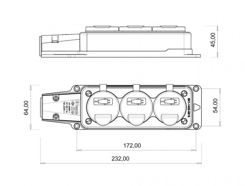 Розетка настенная каучуковая, тройная с крышкой BEMIS 1P + N + E 220-250В 16А IP54ВК1-1402-3613, - фото 2 - id-p616027302