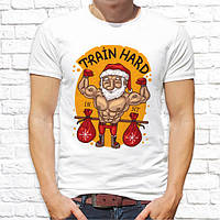 Мужская футболка с новогодним принтом "Train hard" Push IT