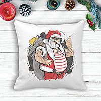 Подушка з новорічним принтом Дід Мороз із сигарою та тату