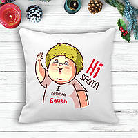 Подушка з новорічним принтом "I believe in Santa"