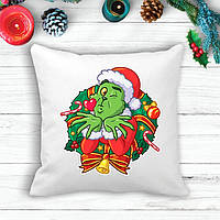 Подушка с новогодним принтом Гринч (The Grinch) Воздушный поцелуй