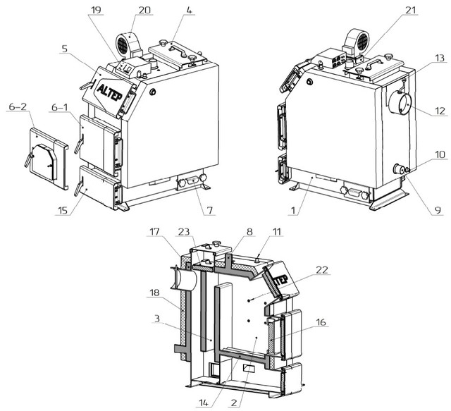 Картинка Конструкция Котла АЛЬТЕП TRIO UNI PLUS 50 кВт Конструкция Котла АЛЬТЕП TRIO UNI PLUS 50 кВт Фото