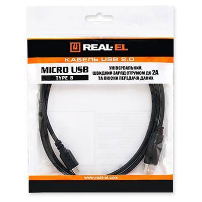 Кабель USB-MicroUSB REAL-EL Premium 1m Black (EL123500031), фото 2