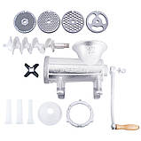 М'ясорубка ручна Kamille KM-6527 3 насадки 31х15х20.5 см Чавунна ручна м'ясорубка М'ясорубка для кухні, фото 7