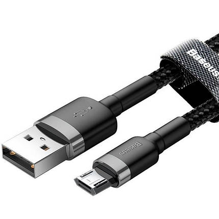 Кабель USB-MicroUSB Baseus Cafule 1.5A 2m (CAMKLF-CG1) Black/Grey, фото 3