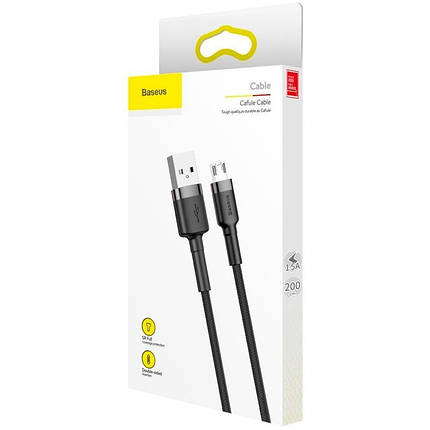 Кабель USB-MicroUSB Baseus Cafule 1.5A 2m (CAMKLF-CG1) Black/Grey, фото 4