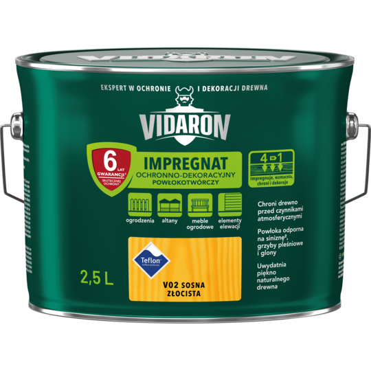Імпрегнат захисно-декоративний лак Vidaron V02 СОСНА ЗОЛОТА 2.5л