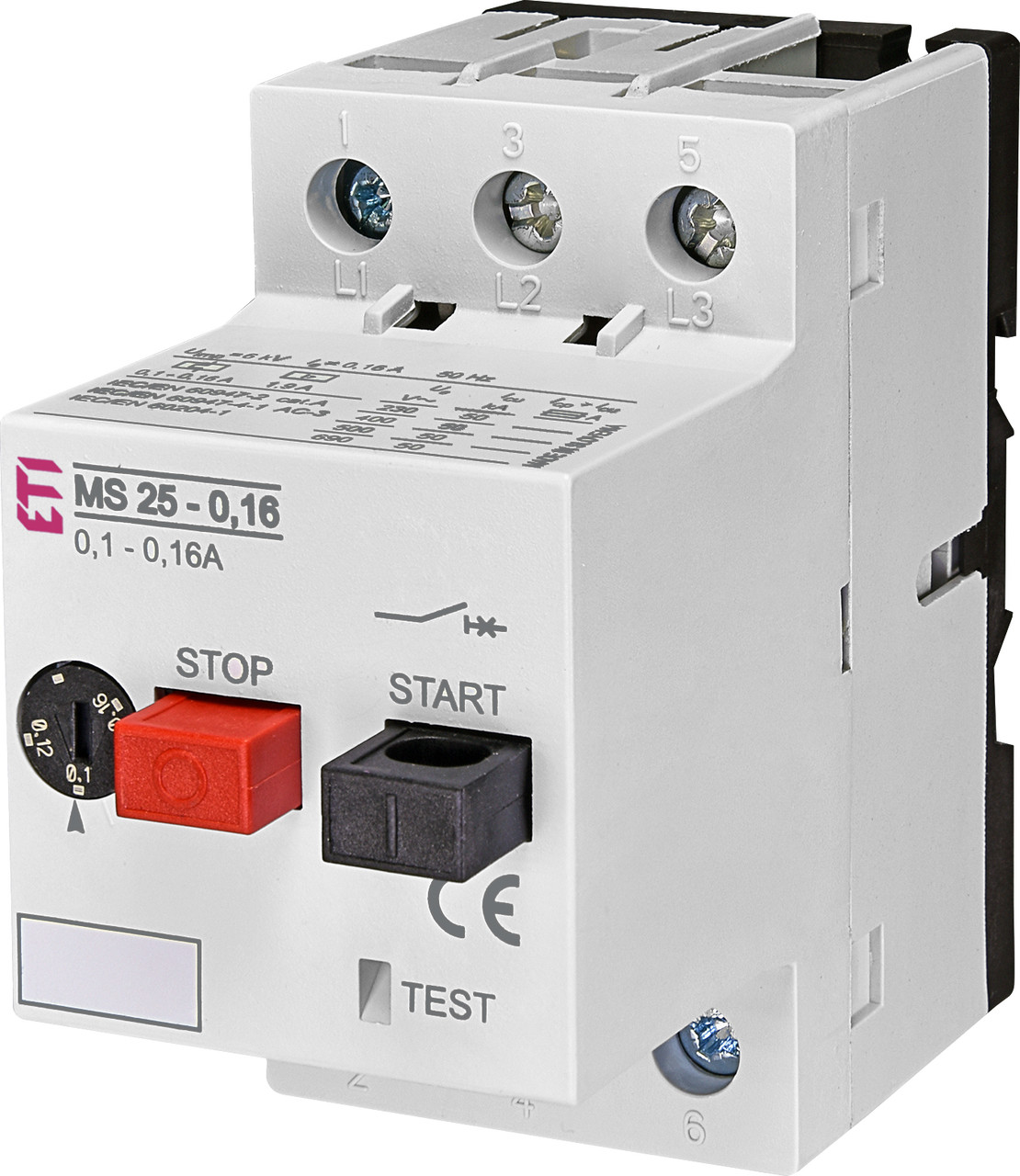 Автоматичний вимикач захисту двигунів ETI MS25-6,3
