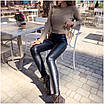 Жіночі шкіряні утеплені лосини зі стрілками, фото 2