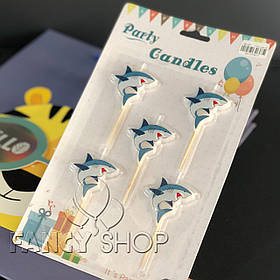 Свічки в торт "Акула", 5 шт, Набор свечей в торт "Акула"