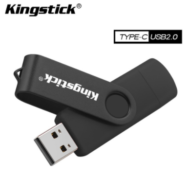 USB Флешка 2в1 64ГБ TYPE-C/USB 2.0 для телефону, комп'ютера OTG Kingstick 64GB Чорний