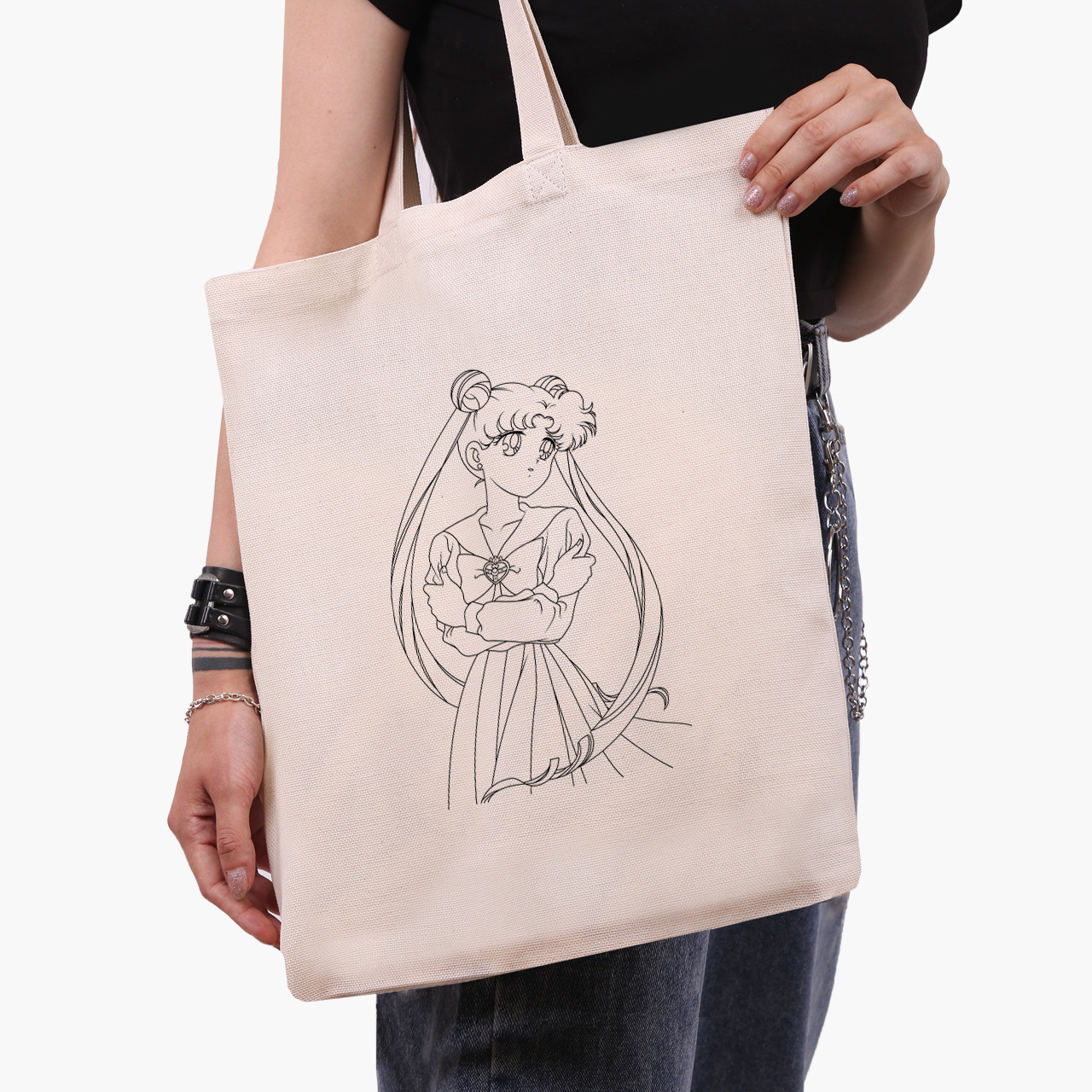 Еко сумка Аніме Сейлор Мун (Anime Sailor Moon) бежева канвас з принтом