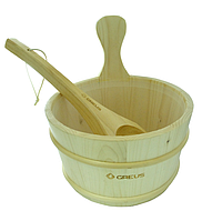 Набор Greus сосна (шайка 4 л + черпак) с пластиковой вставкой для бани и сауны