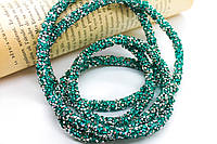 Стразовый шнур, цена за 1м, цвет Голубой и серебро, диаметр 6мм_812S