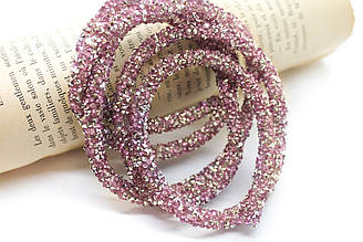 Стразовий шнур 6 мм 1 м Бузковий та срібло_824S