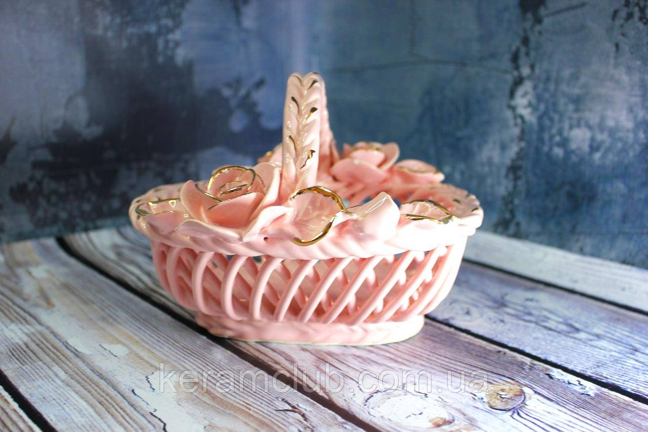 Цукерниця-кошик Олька рожева h 13 см