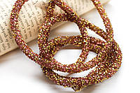 Стразовый шнур, цена за 1м, цвет Розовый и золото, диаметр 6мм_818G