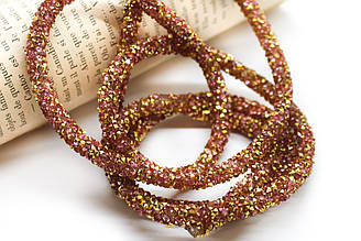 Стразовий шнур 6 мм 1 м рожевий і золото_818G