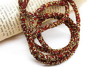 Стразовий шнур, ціна за 1м, колір червоний і золото, діаметр 6мм_821G
