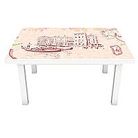 Виниловая наклейка на стол Венеция Карта 3Д декоративная пленка рисунок город Бежевый 650*1200 мм