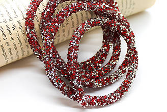 Стразовий шнур 6 мм 1 м червоний і срібло_821S