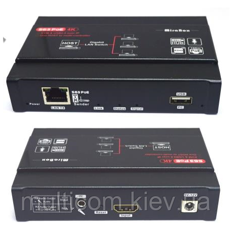 03-03-213. HDMI EXTENDER: передавач (TX), 4K + KVM + 4хUSB, over IP, HSV563