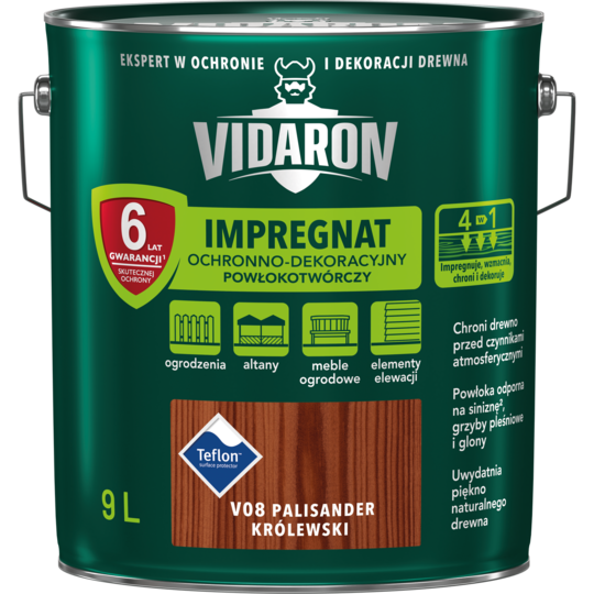 Імпрегнат декоративний захист деревини V08 Vidaron ПАЛІСАНДР КОРОЛ 9л