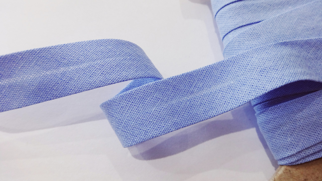 Купить Косая бейка 100% хлопок Польша 18 мм голубая (15), цена 10.70 ...