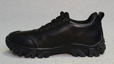 Демісезонні шкіряні кросівки TL-950 в чорному кольорі, фото 3