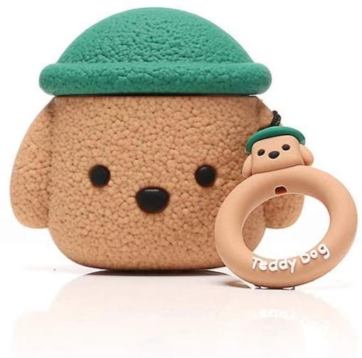 Чохол для навушників AirPods 1/2 Teddy Dog коричнево-зелений, фото 1