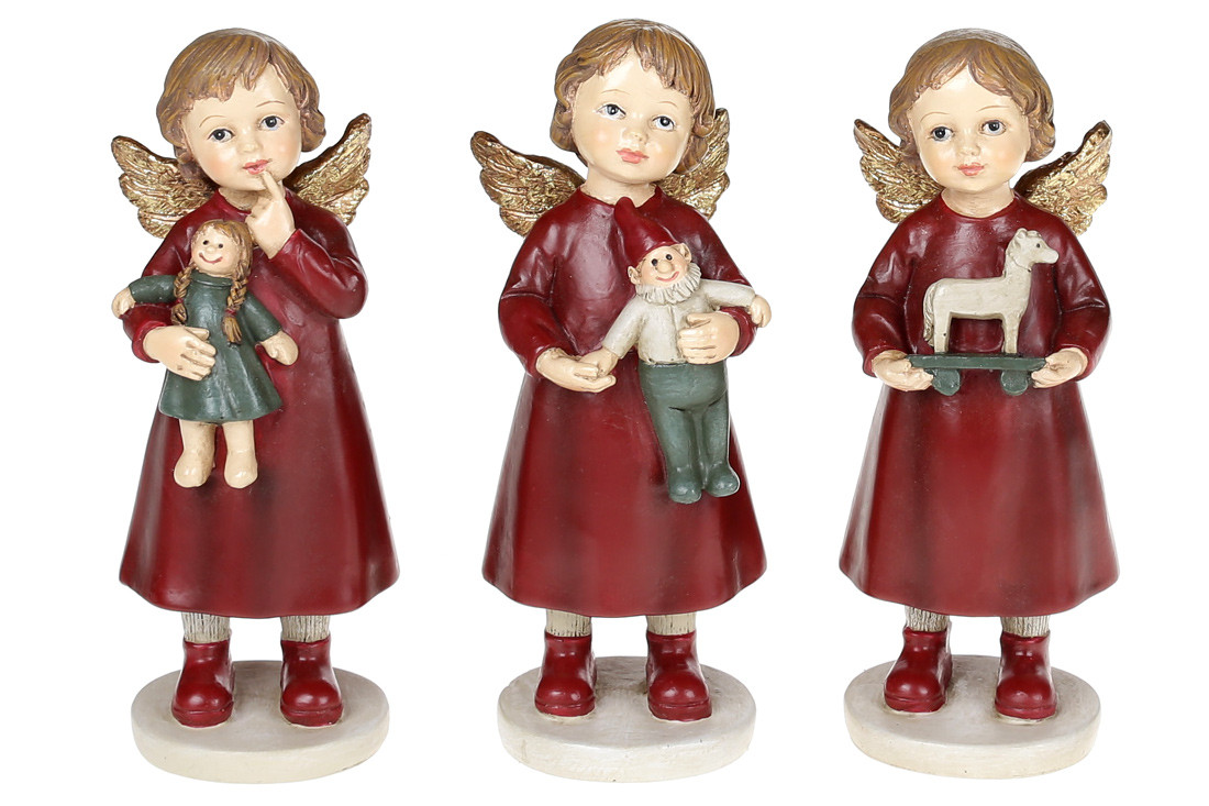 Декоративна фігурка Ангелятко з іграшкою, 14.5см, 3 види, колір - бордо, в упаковці 12шт. (838-243)