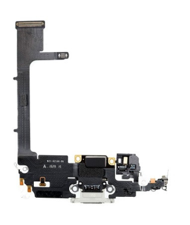 Шлейф (Flat cable) для iPhone 11 Pro з роз'ємом зарядки, мікрофоном (Сріблястий) Оригінал